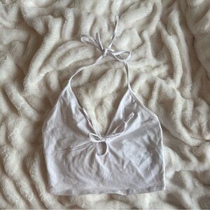 Garage White Tie-Front Crop Top